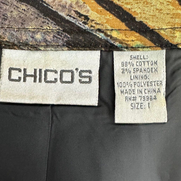 Chico's Blazer Jacket Womens 1 US M Black Office Artsy Electic Art To Wear Lined - Picture 5 of 10